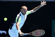 Dan Evans in action during the 2023 Australian Open